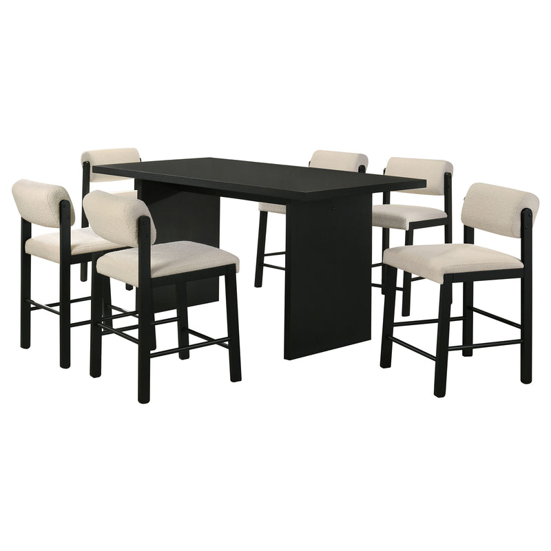 Juego de comedor rectangular Decker de 7 piezas de 70 pulgadas de altura de mostrador, color crema y negro
