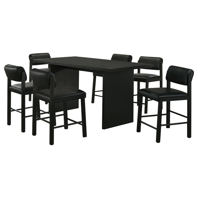 Juego de comedor rectangular Decker de 7 piezas y 70 pulgadas de alto mostrador, color negro