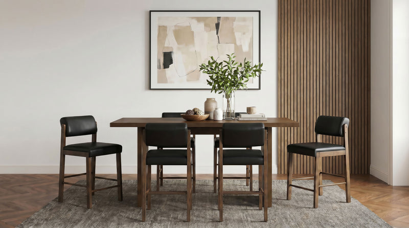 Decker 70-Inch Counter Height Dining Set Black and Walnut