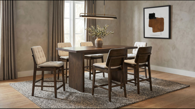 Decker 70-Inch Counter Height Dining Set Cream and Walnut