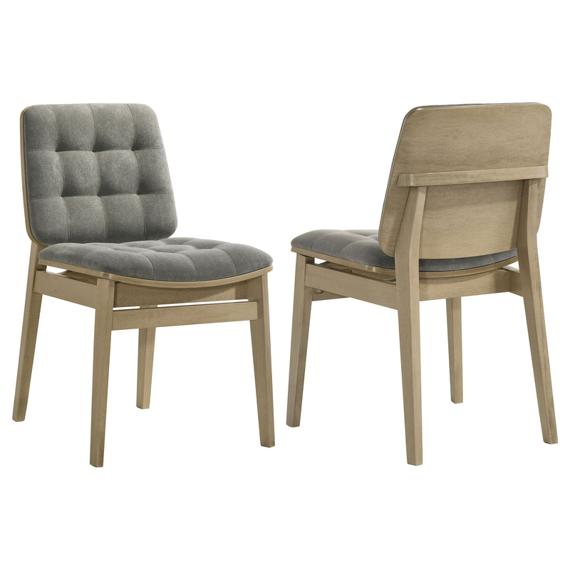 Sillas auxiliares tapizadas en terciopelo Redbridge color crema y roble natural (juego de 2)