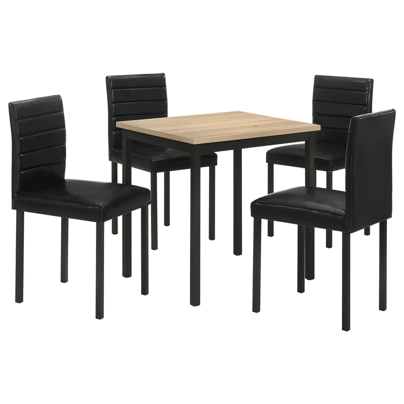 Mesa de comedor rectangular Garza de 5 piezas que ahorra espacio, roble grisáceo