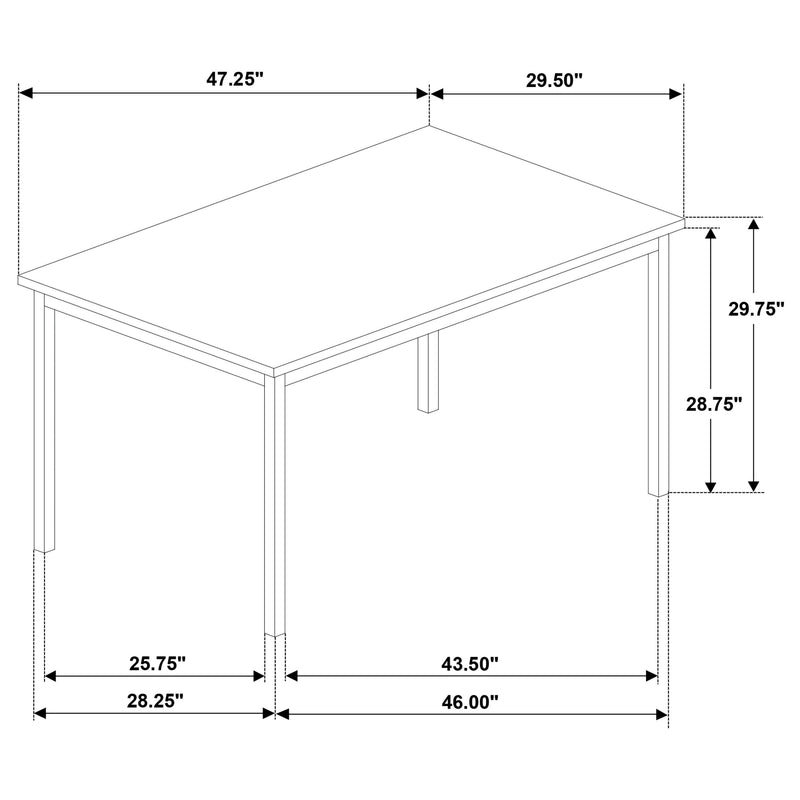 Mesa de comedor rectangular Garza de 48 pulgadas de roble gris
