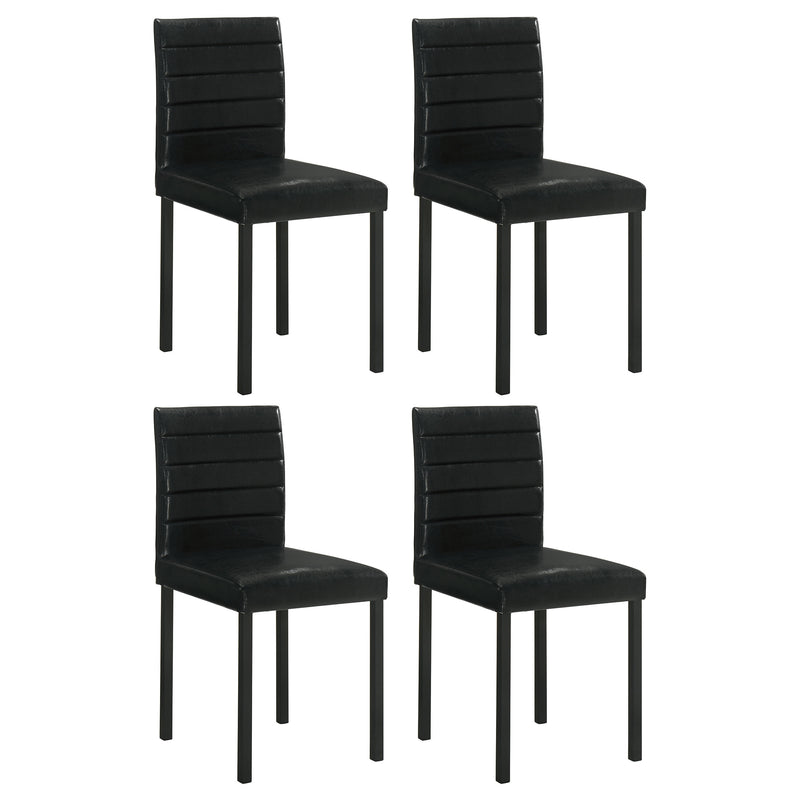 Silla lateral de comedor tapizada Garza, negra (juego de 4)