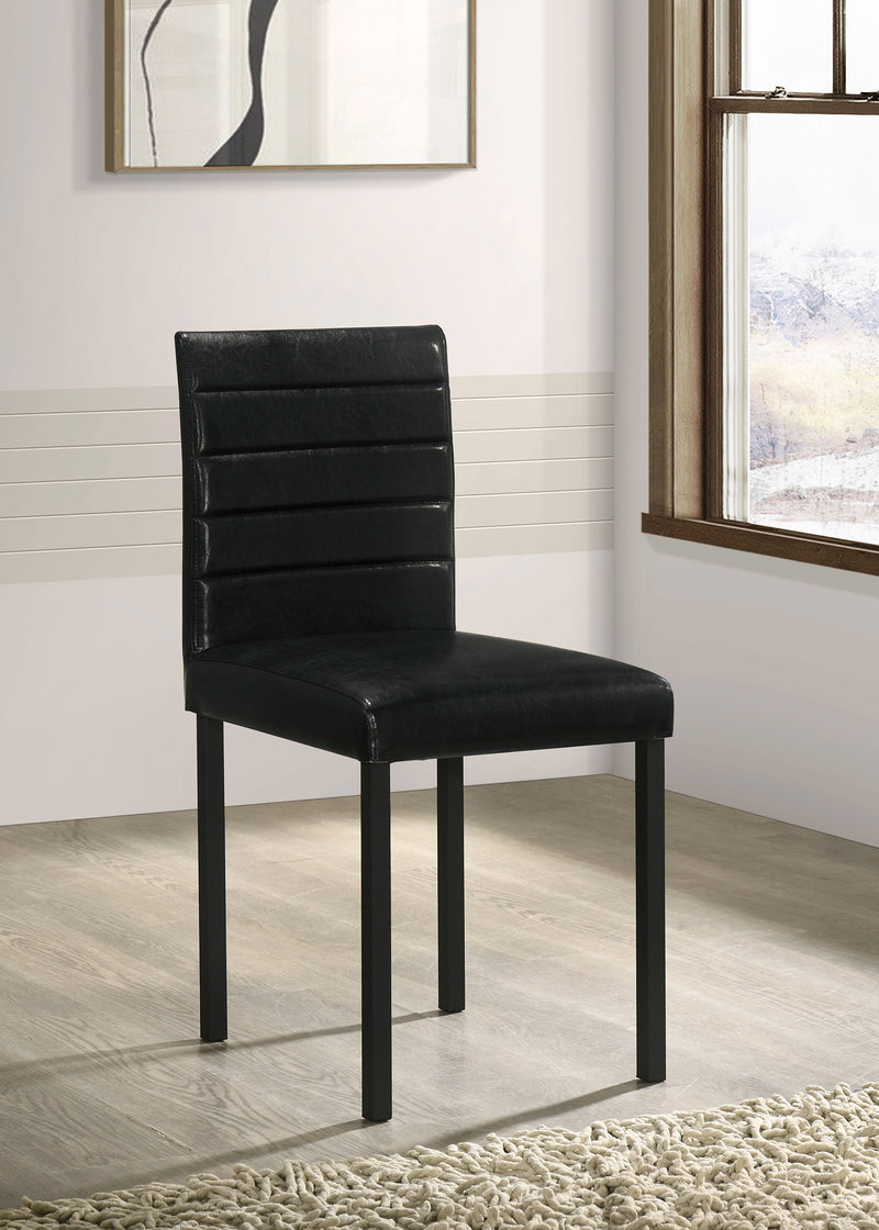 Silla lateral de comedor tapizada Garza, negra (juego de 4)