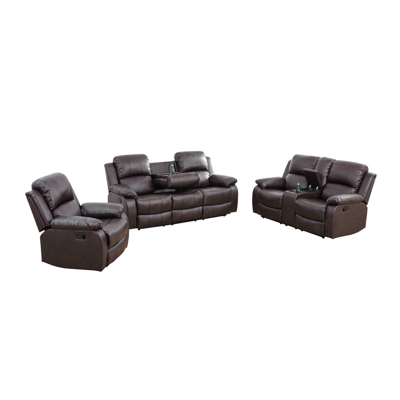 Brown Semi PU And PVC 3-Piece Couch Living Room Sofa