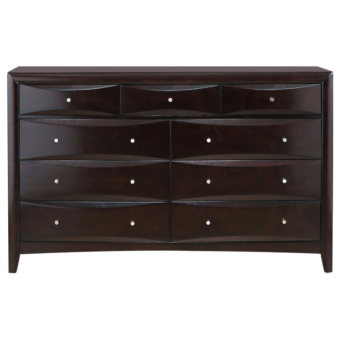 Phoenix 9-drawer Dresser Deep Cappuccino