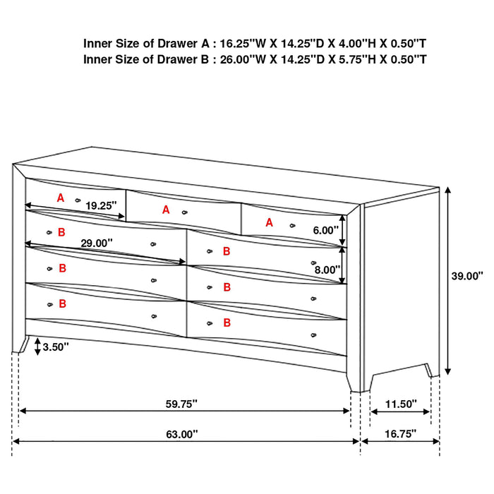 Phoenix 9-drawer Dresser Deep Cappuccino