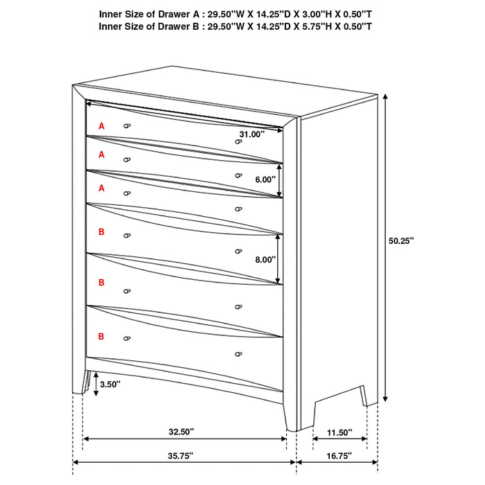 Phoenix 6-drawer Chest Deep Cappuccino