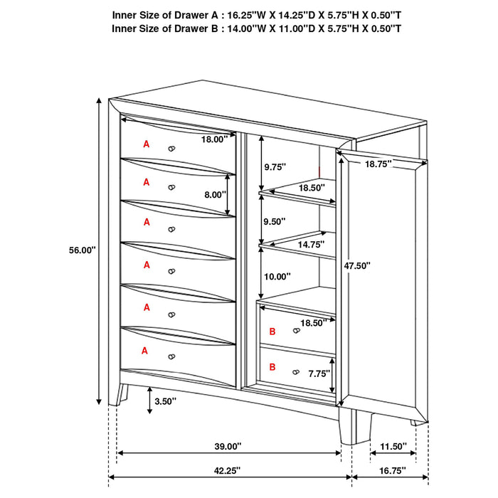 Phoenix 6-drawer Door Chest Deep Cappuccino