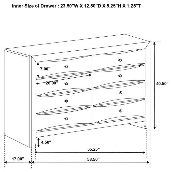 Briana Rectangular 8-drawer Dresser Black