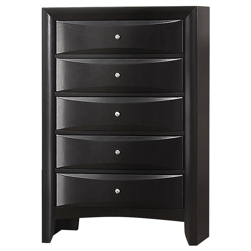 Cómoda de dormitorio Briana de 5 cajones, color negro
