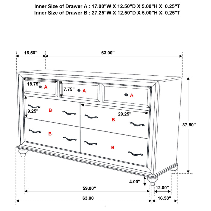 Barzini Bedroom Set with Upholstered Headboard Black