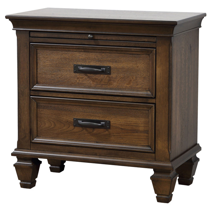 Franco 2-drawer Nightstand with Pull Out Tray Burnished Oak