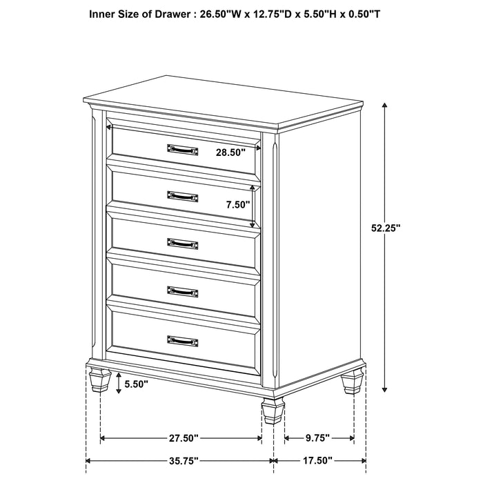 Franco 5-drawer Chest Burnished Oak