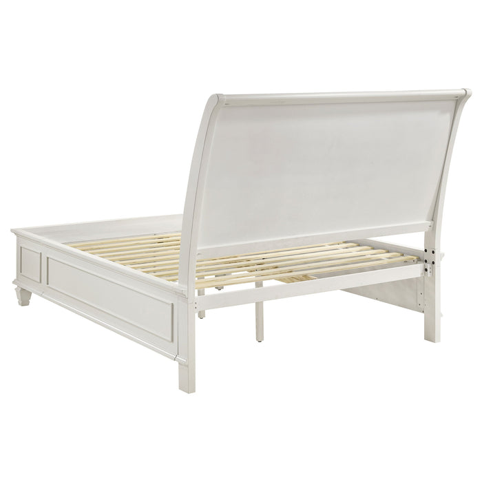 Sandy Beach  Storage Sleigh Bed Cream White