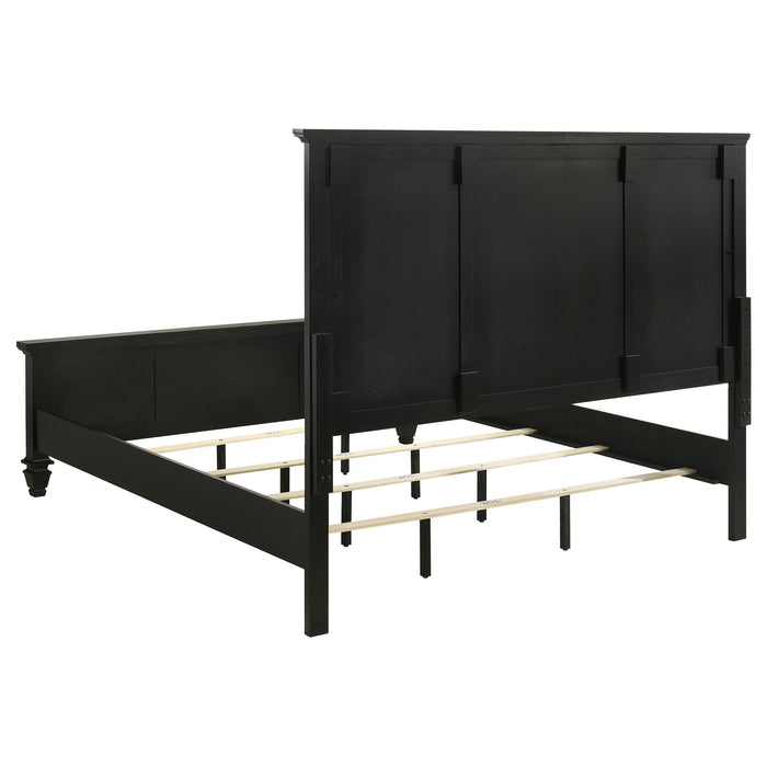 Sandy Beach  Panel Bed with High Headboard Black