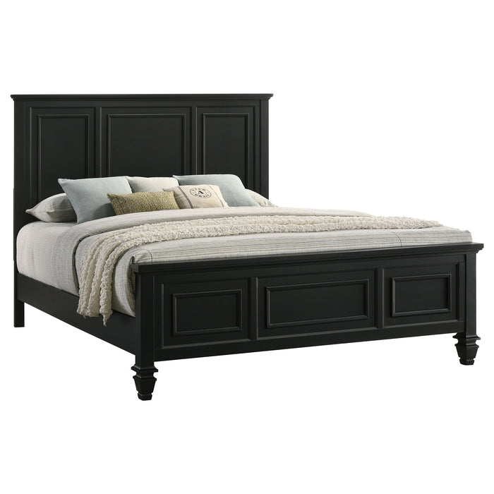 Sandy Beach  Panel Bed with High Headboard Black