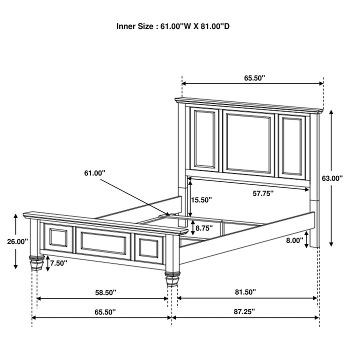 Sandy Beach  Panel Bed with High Headboard Black