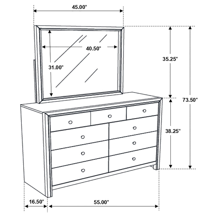 Serenity 9-drawer Dresser with Mirror Rich Merlot