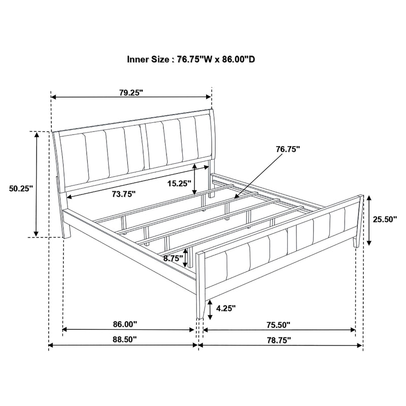 Cama Carlton con paneles de madera (Cappuccino)