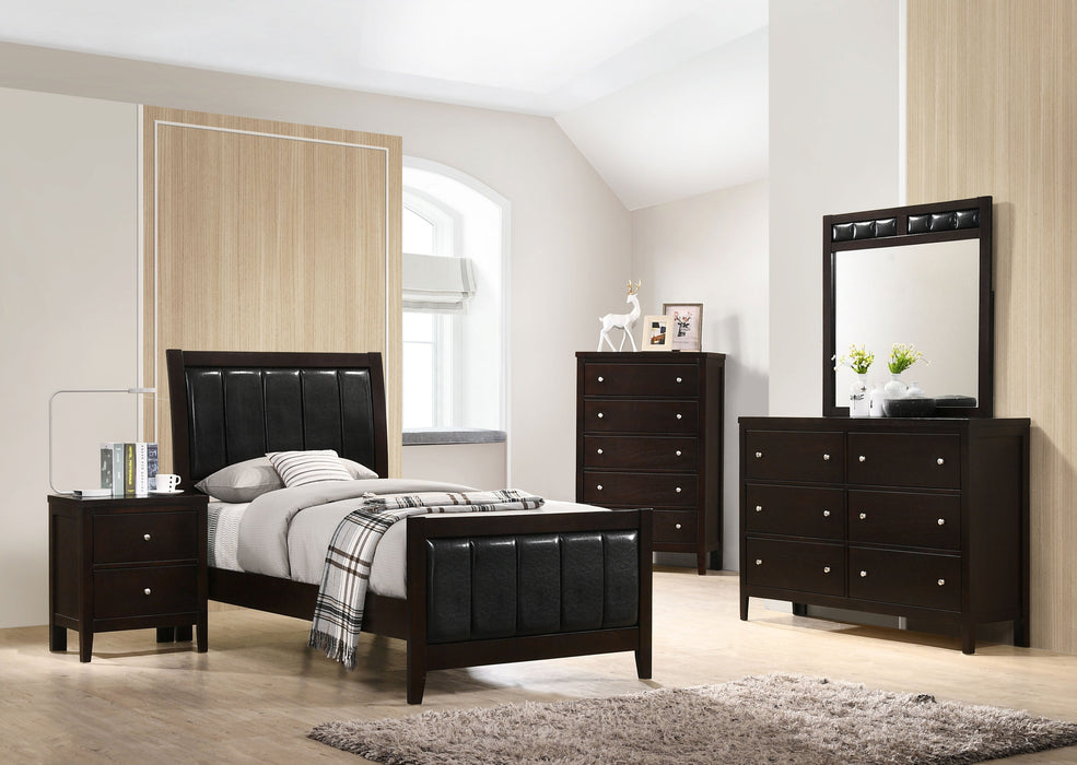 Carlton Bedroom Set with Upholstered Headboard Cappuccino