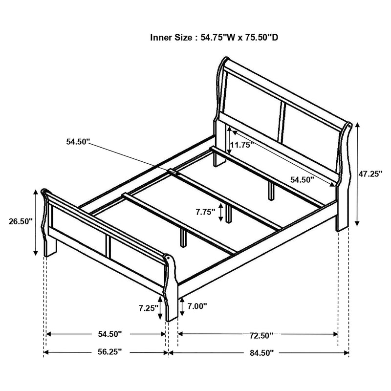 Cama trineo de madera Luis Felipe