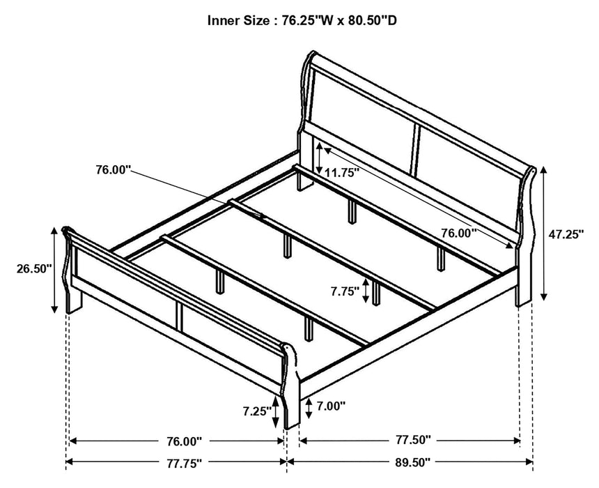 Louis Philippe Panel Bedroom Set with High Headboard