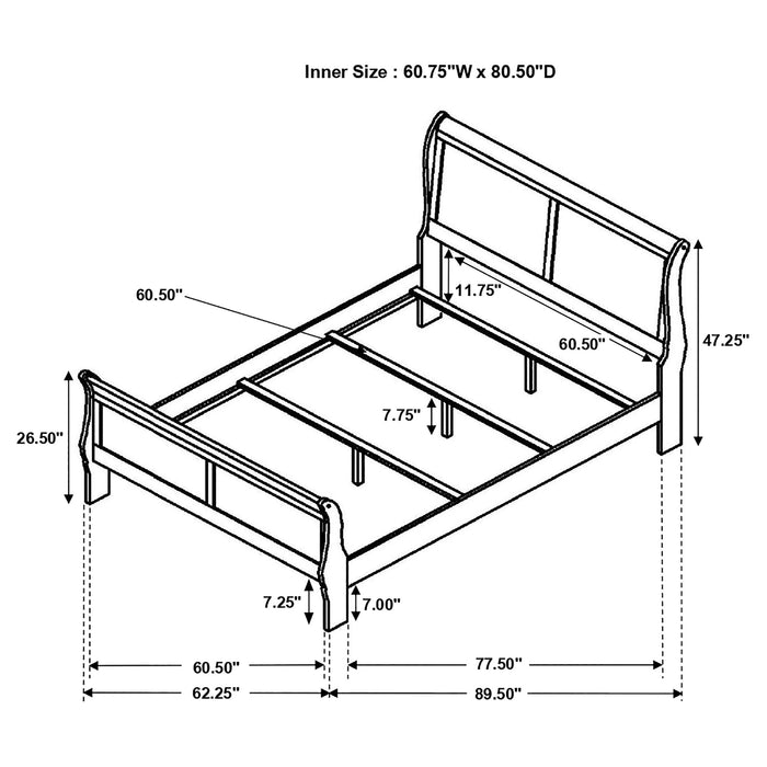 Louis Philippe 47-inch  Sleigh Panel Bed White