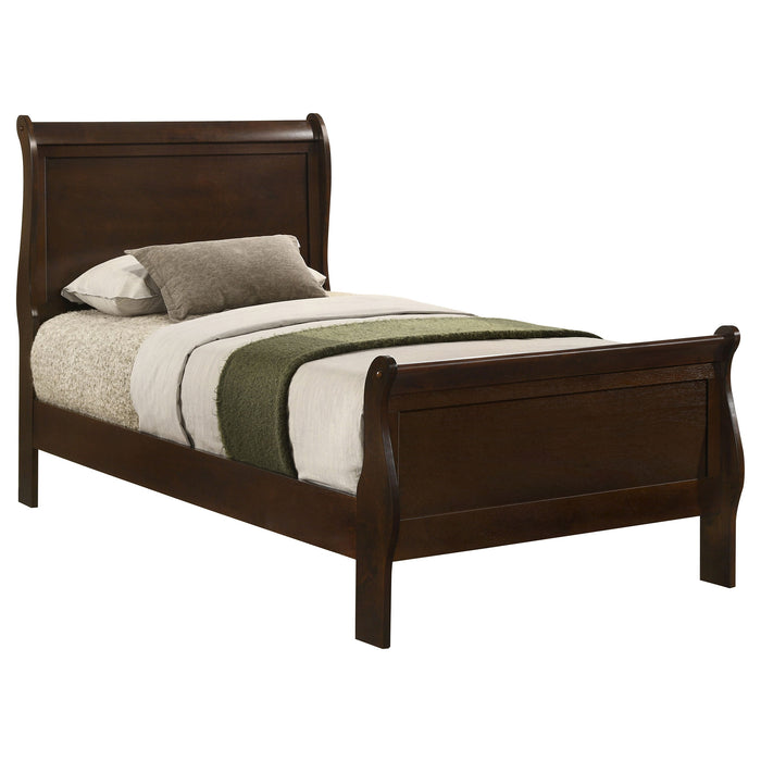 Louis Philippe  Panel Sleigh Bed Cappuccino