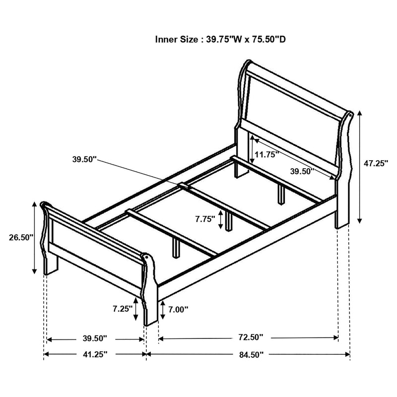 Cama trineo de madera Luis Felipe