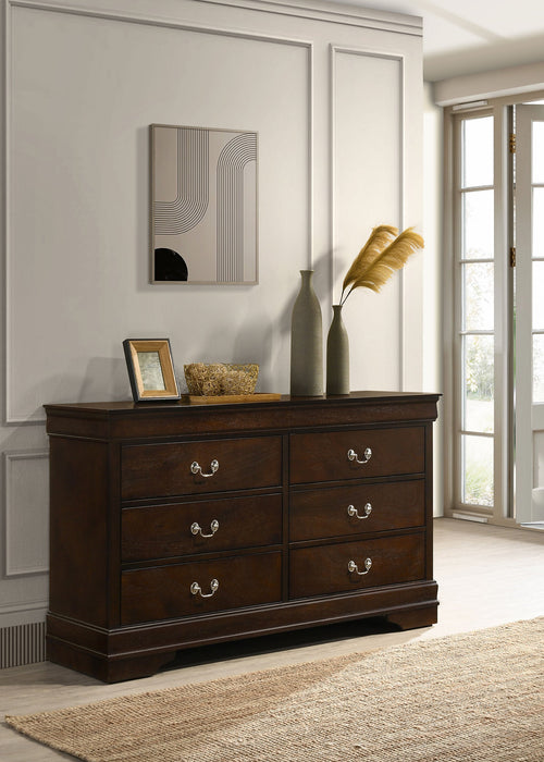 Louis Philippe 6-drawer Dresser with Mirror Cappuccino