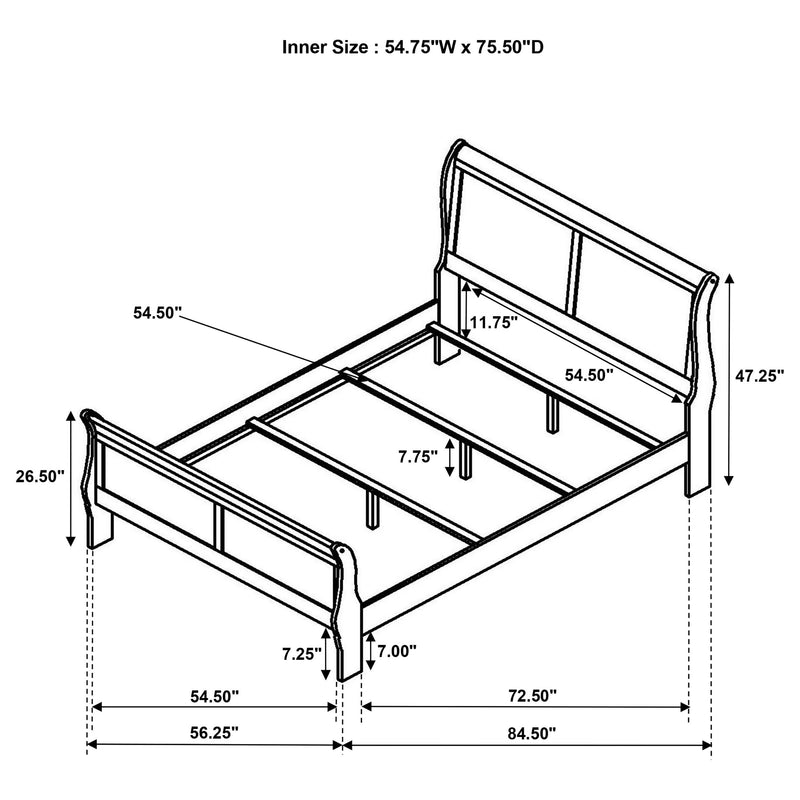 Cama trineo de madera Luis Felipe