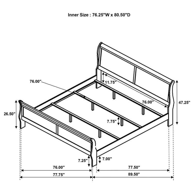 Cama trineo de madera Luis Felipe