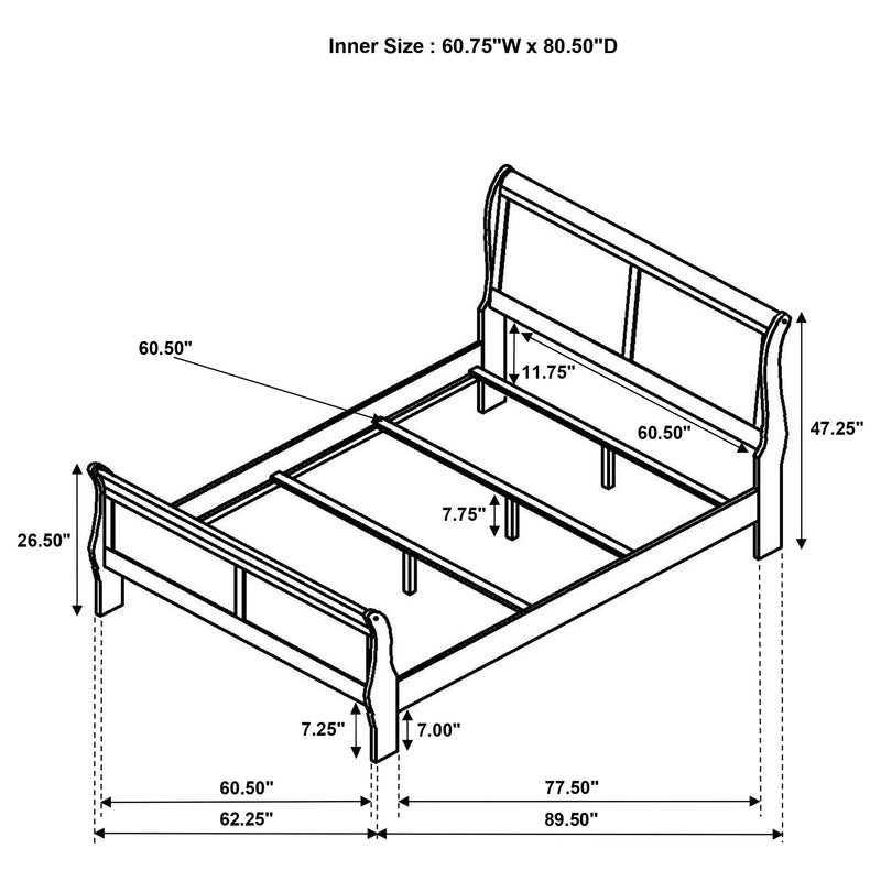 Cama trineo de madera Luis Felipe
