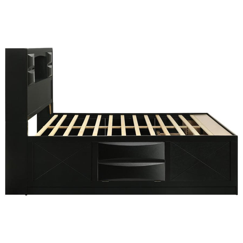 Briana Wood Storage Bookcase Bed