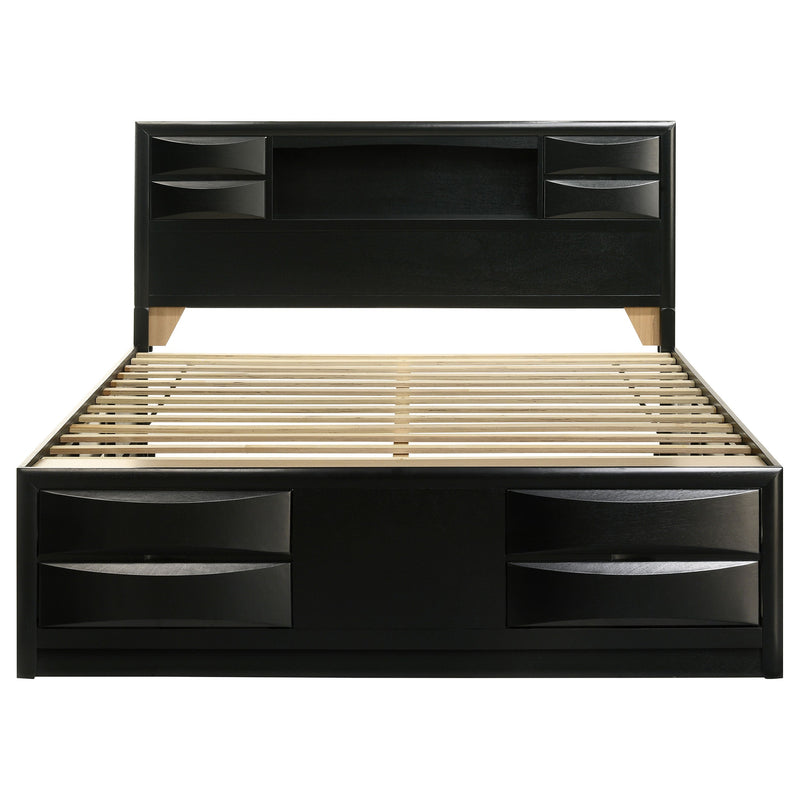 Cama con estantería de almacenamiento de madera Briana