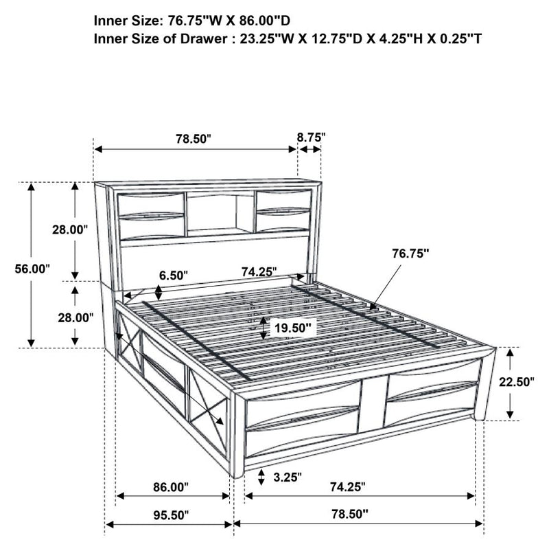 Briana Wood Storage Bookcase Bed