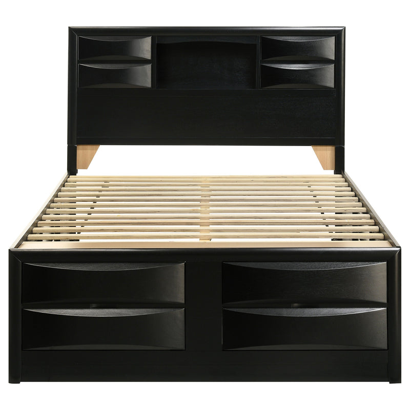 Cama con estantería de almacenamiento de madera Briana