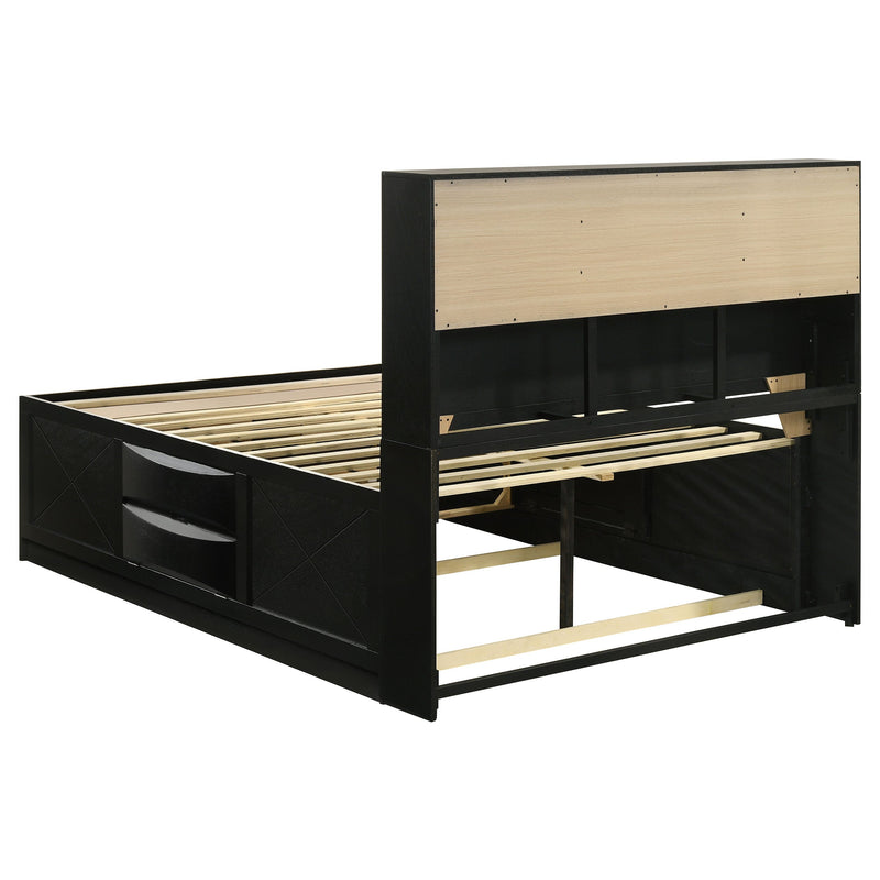 Cama con estantería de almacenamiento de madera Briana