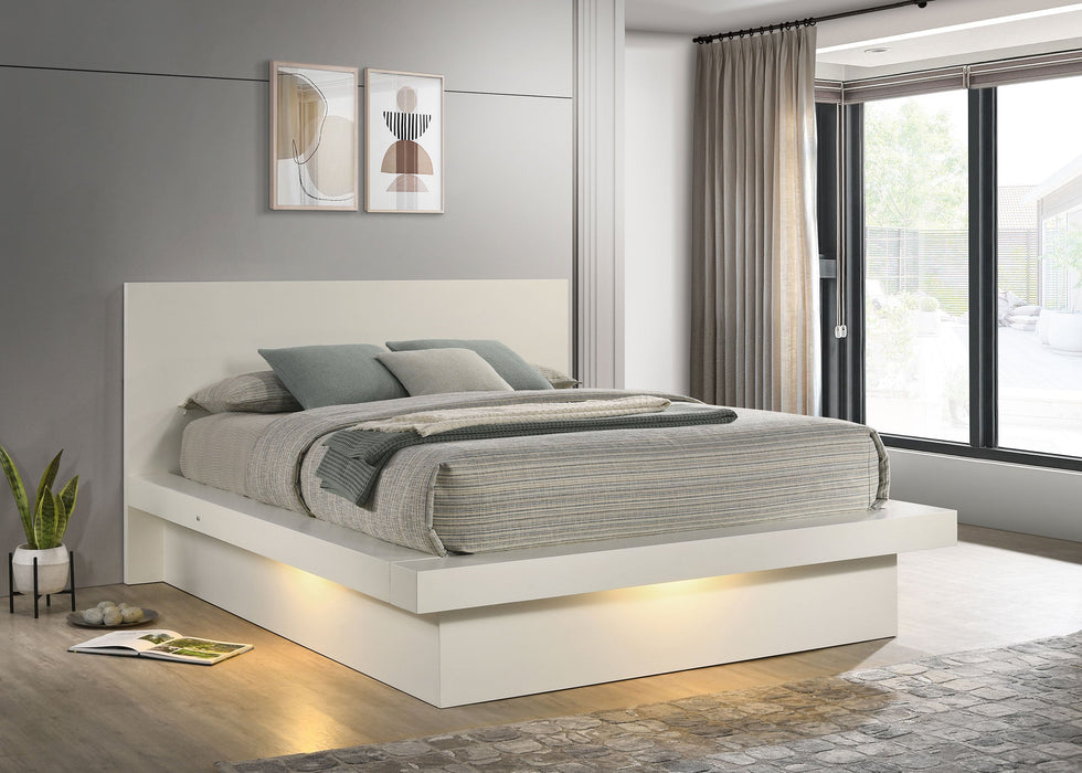 Jessica  Platform Bed with Rail Seating White