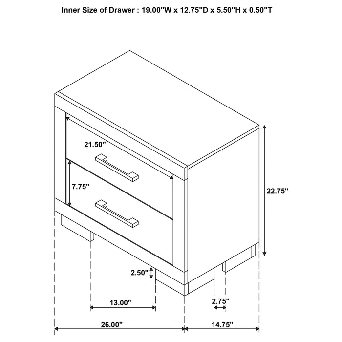 Jessica 2-drawer Nightstand White