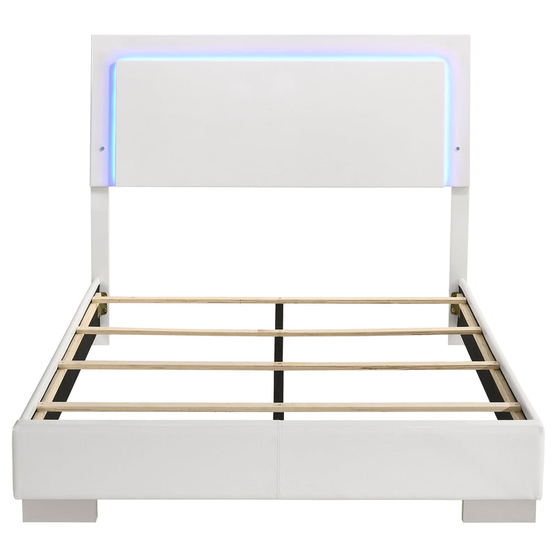 Cama panel LED Felicity Wood alto brillo