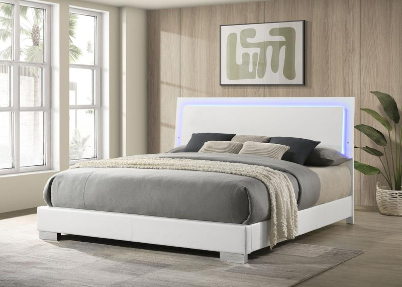 Cama panel LED Felicity Wood alto brillo