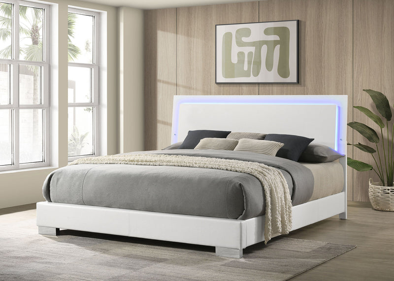 Cama panel LED Felicity Wood alto brillo