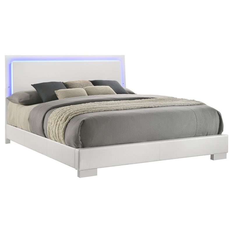 Cama panel LED Felicity Wood alto brillo