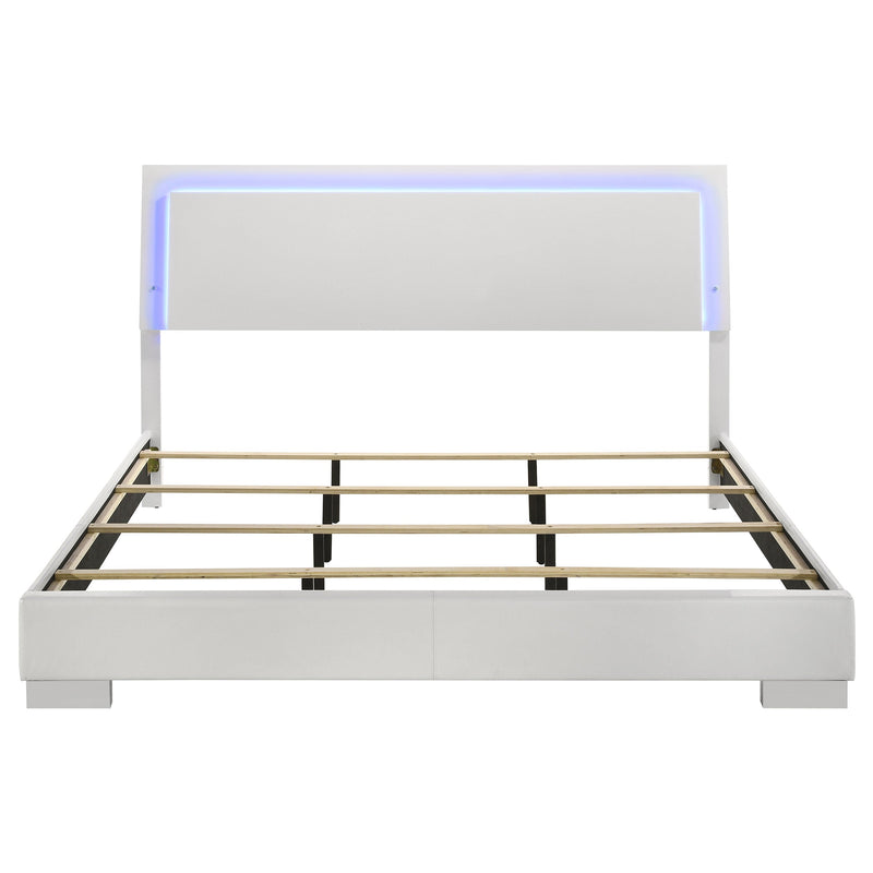 Cama panel LED Felicity Wood alto brillo