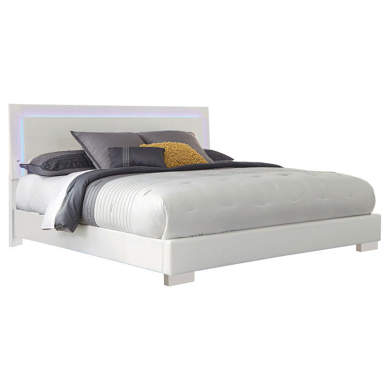 Cama panel LED Felicity Wood alto brillo