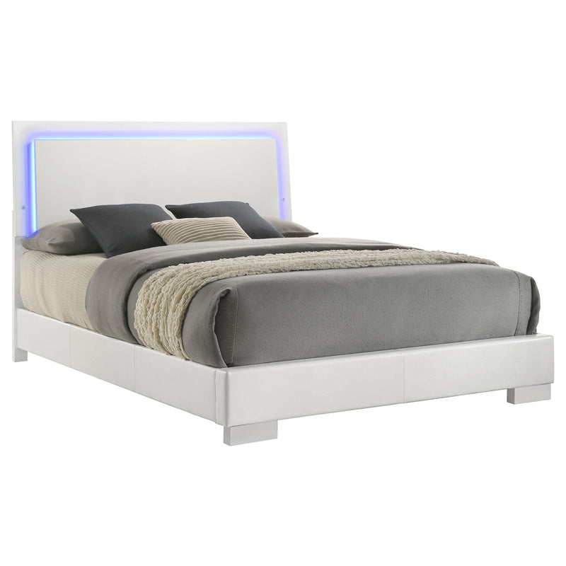 Cama panel LED Felicity Wood alto brillo