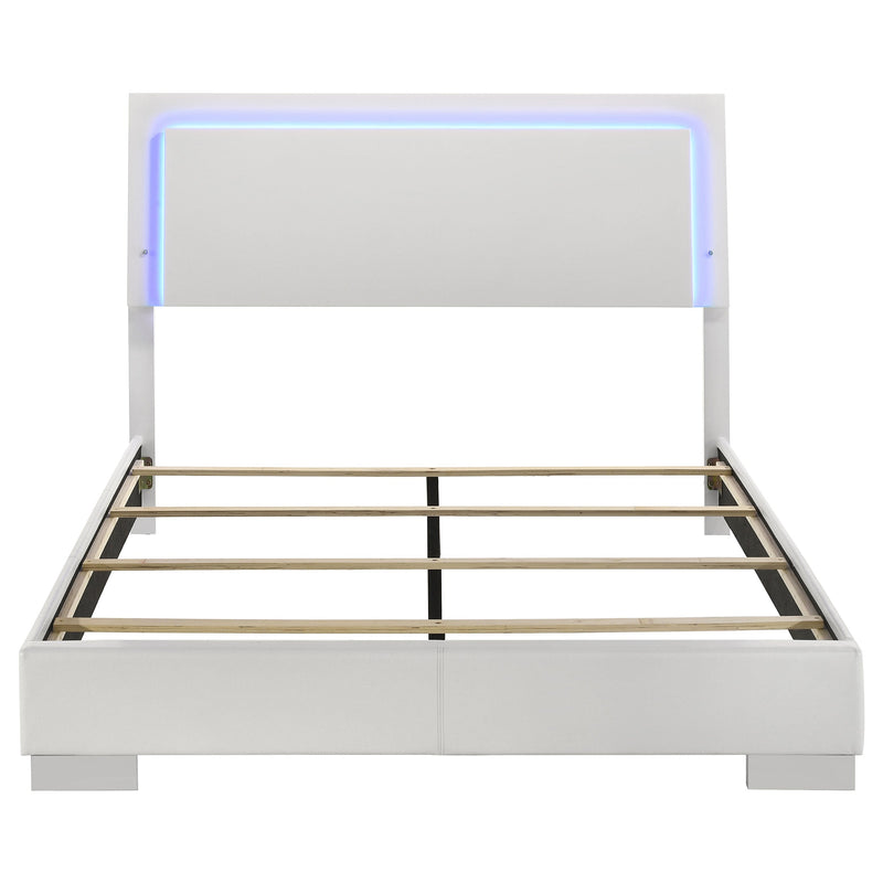 Cama panel LED Felicity Wood alto brillo